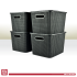 Better Plastik Extra Large Rattan Design Storage Boxes Set – 4 Piece – 21 oz with Lids & Handles 