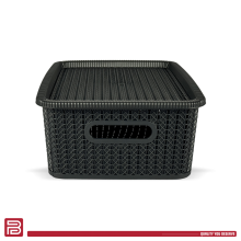 Better Plastik Rattan Design Storage Boxes Set – 6 Piece - Medium Size 13 oz with Lids & Handles Better Plastik Rattan Design Storage Boxes Set – 6 Piece - Medium Size 13 oz with Lids & Handles